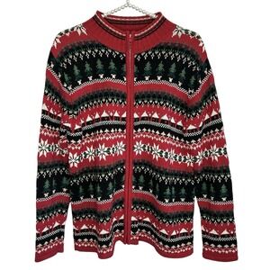 Vintage‎ Tiara International Christmas Cardigan Large Fair Isle Nordic Holiday